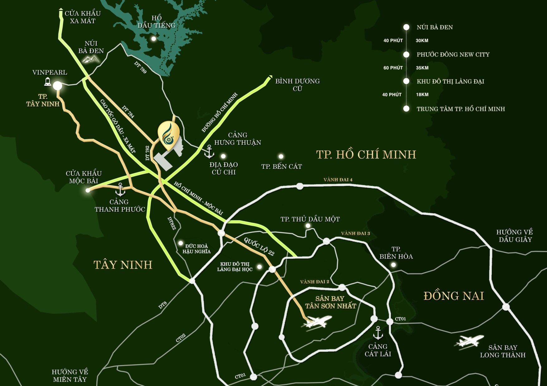 Bản đồ vị trí Phước Đông New City kết nối vùng