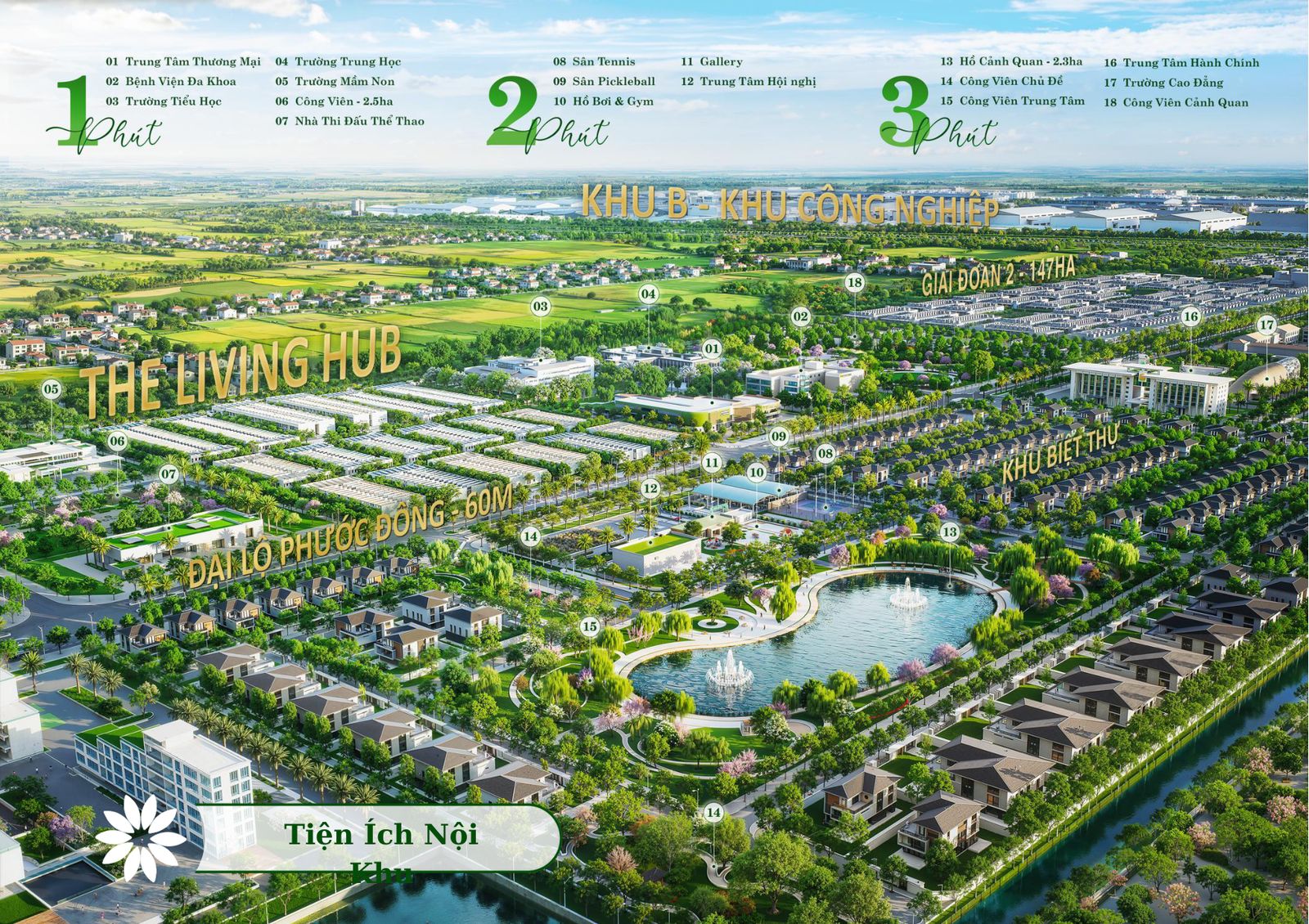 Sơ đồ tiện ích nội khu Phước Đông New City