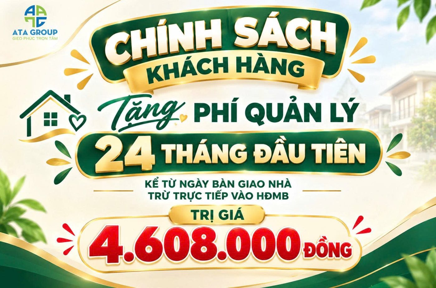 Tặng phí quản lý 24 tháng đầu – trị giá 4.608.000đ